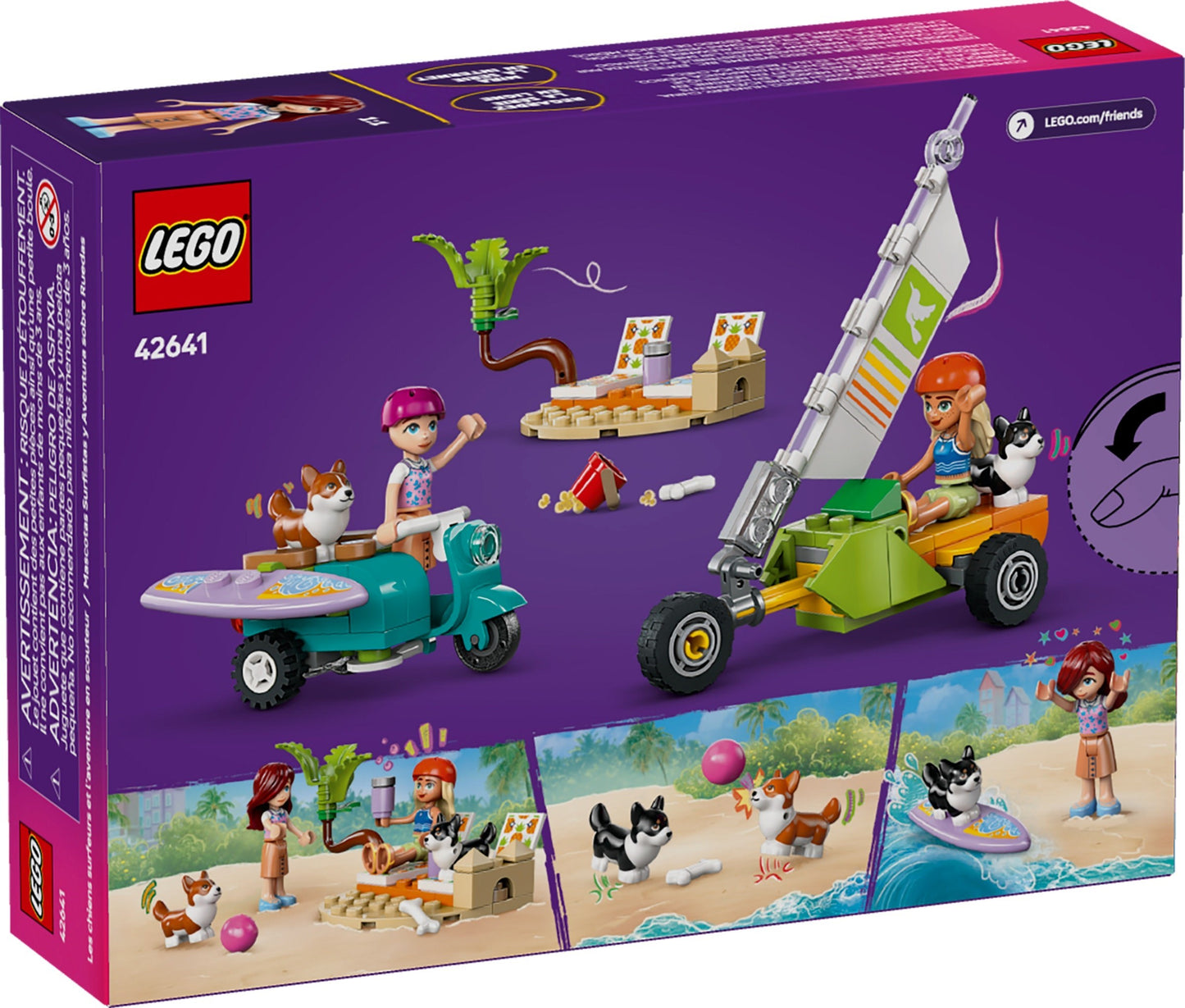 LEGO® Friends™ 42641: Lekesett med surfende hunder og scooter