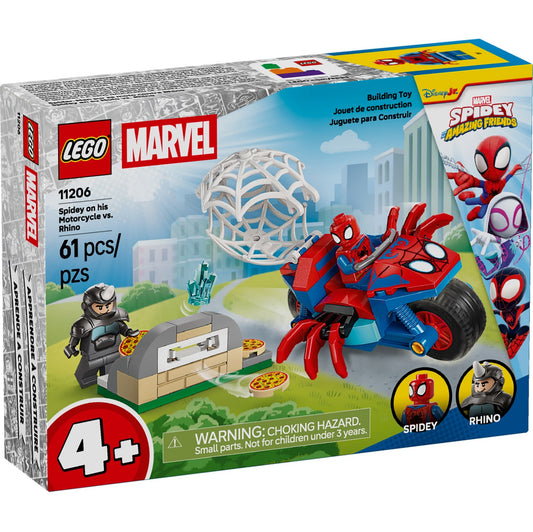 LEGO® Marvel™ 11206: Spidey på motorsykkel mot Rhino