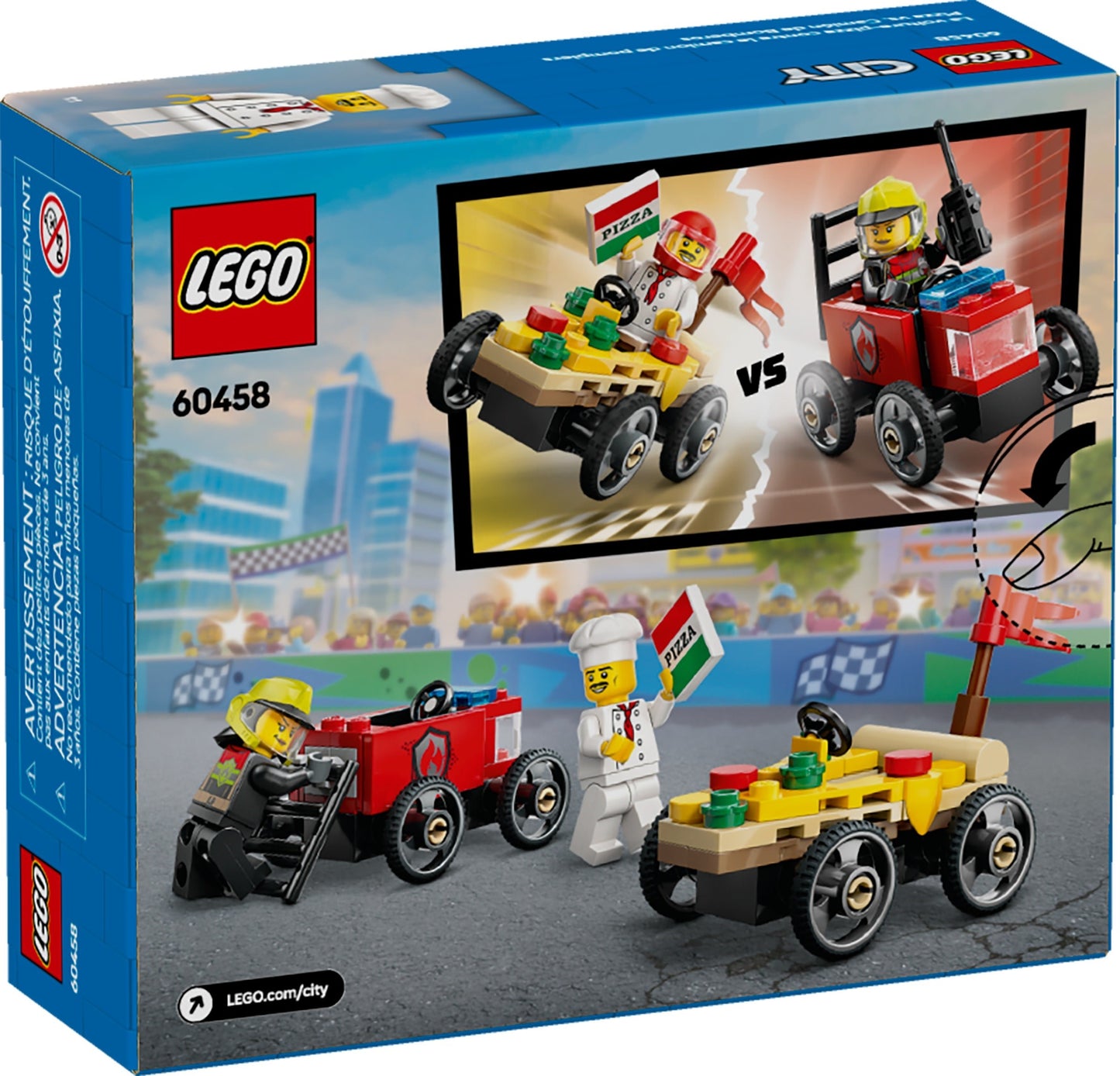 LEGO® City 60458: Billøp mellom pizzabil og brannbil