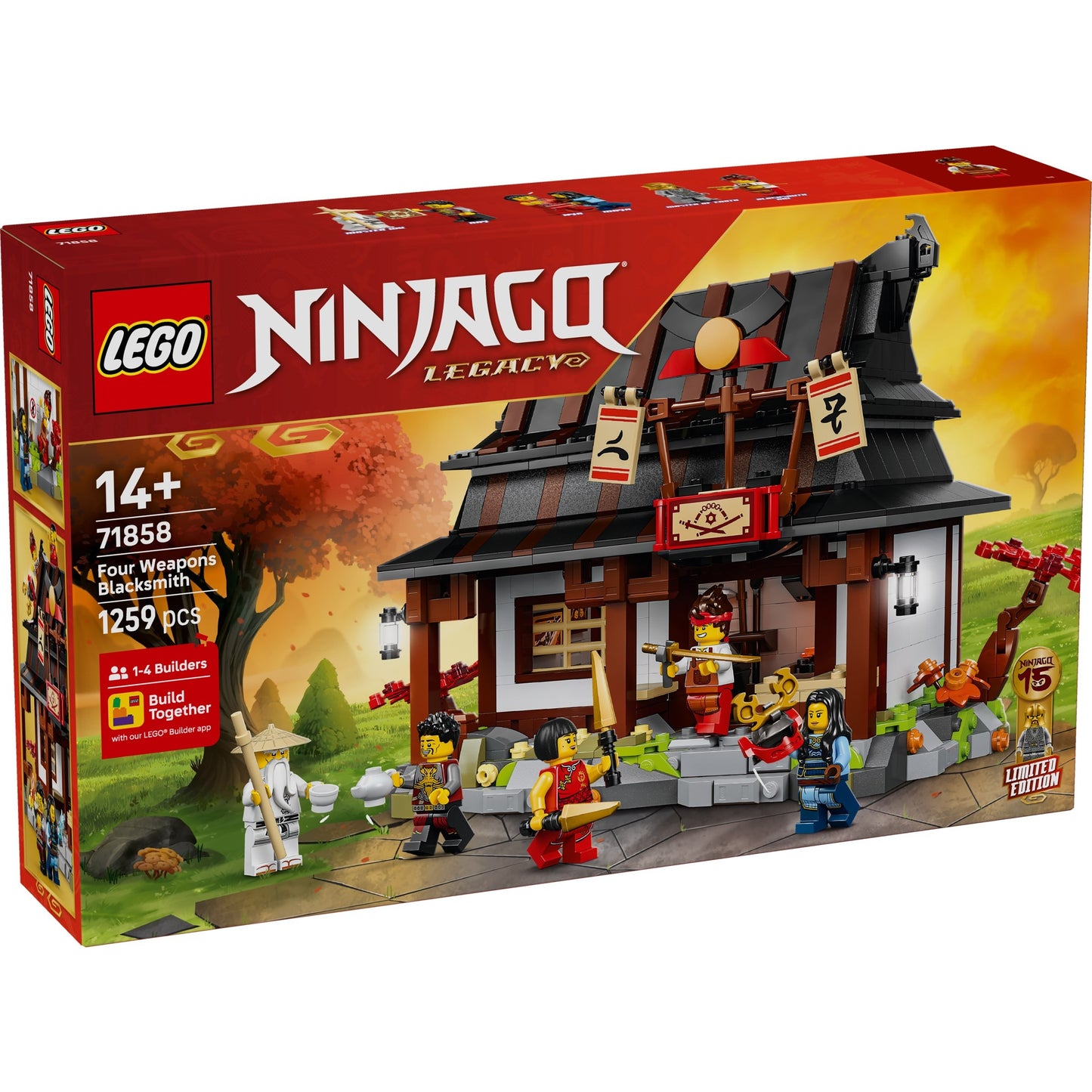 LEGO® NINJAGO® 71858: 15-årsjubileumssett med 4 våpen-smia