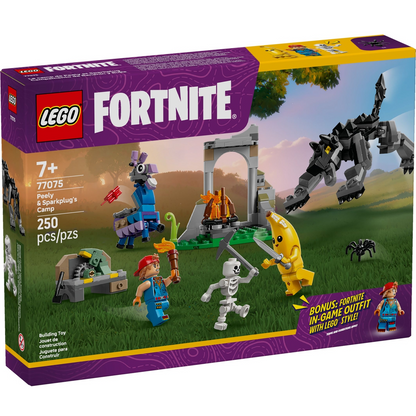 LEGO® Fortnite® 77075: Peely og Sparkplug slår leir på sletten